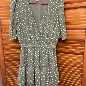 Green Dress with White Dots